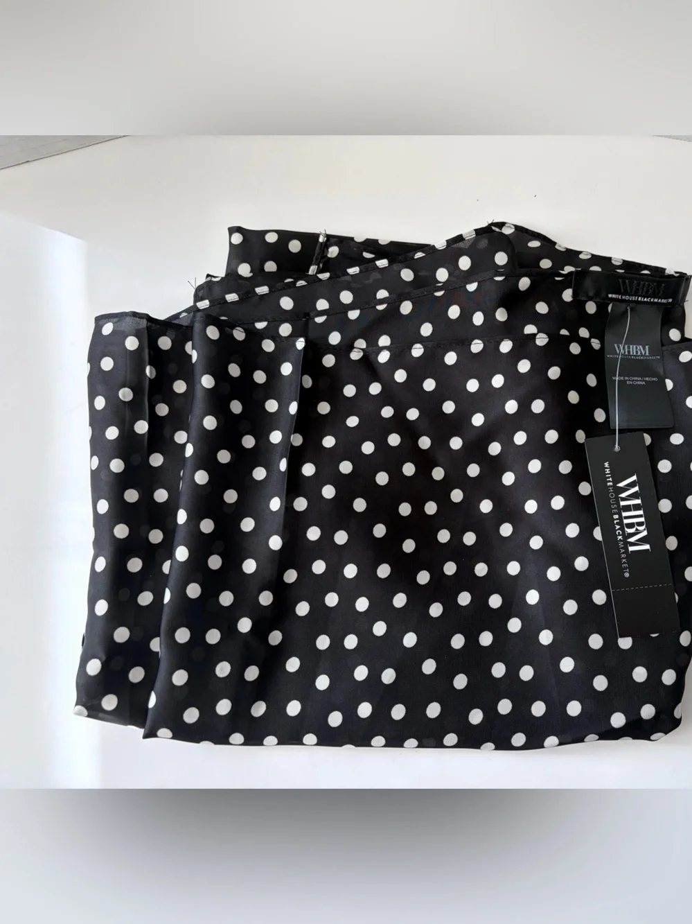 White House Black Market black‎ polka dot scarf NWT